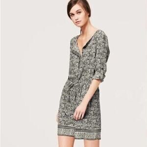 Ann Taylor Loft Long Sleeve Romper Jumpsuit, Navy/White, Size 00, Button Up